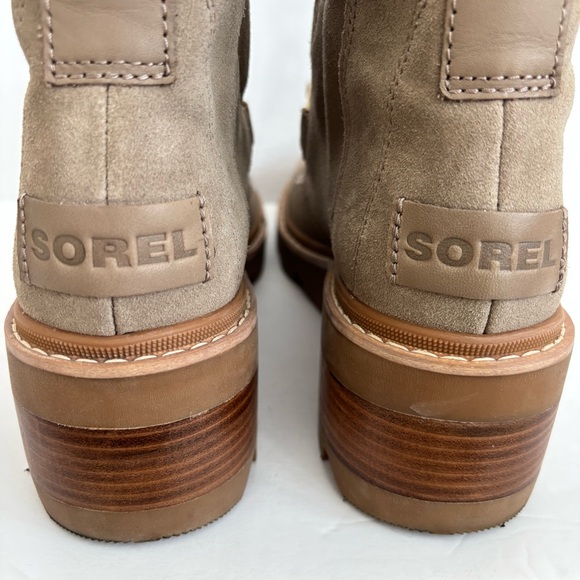 Sorel Joan Now Lace Up Suede Taupe Lug Sole Heeled Boots 7 - Picture 11 of 14